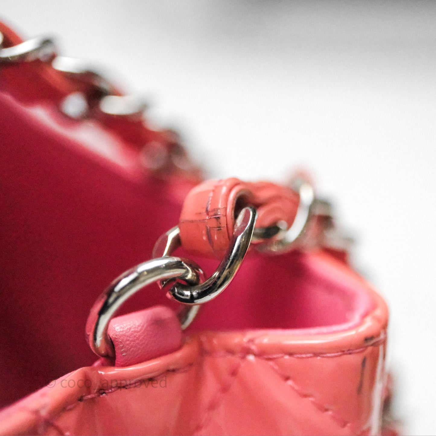 Chanel Quilted Mini Rectangular Pink Patent Silver Hardware