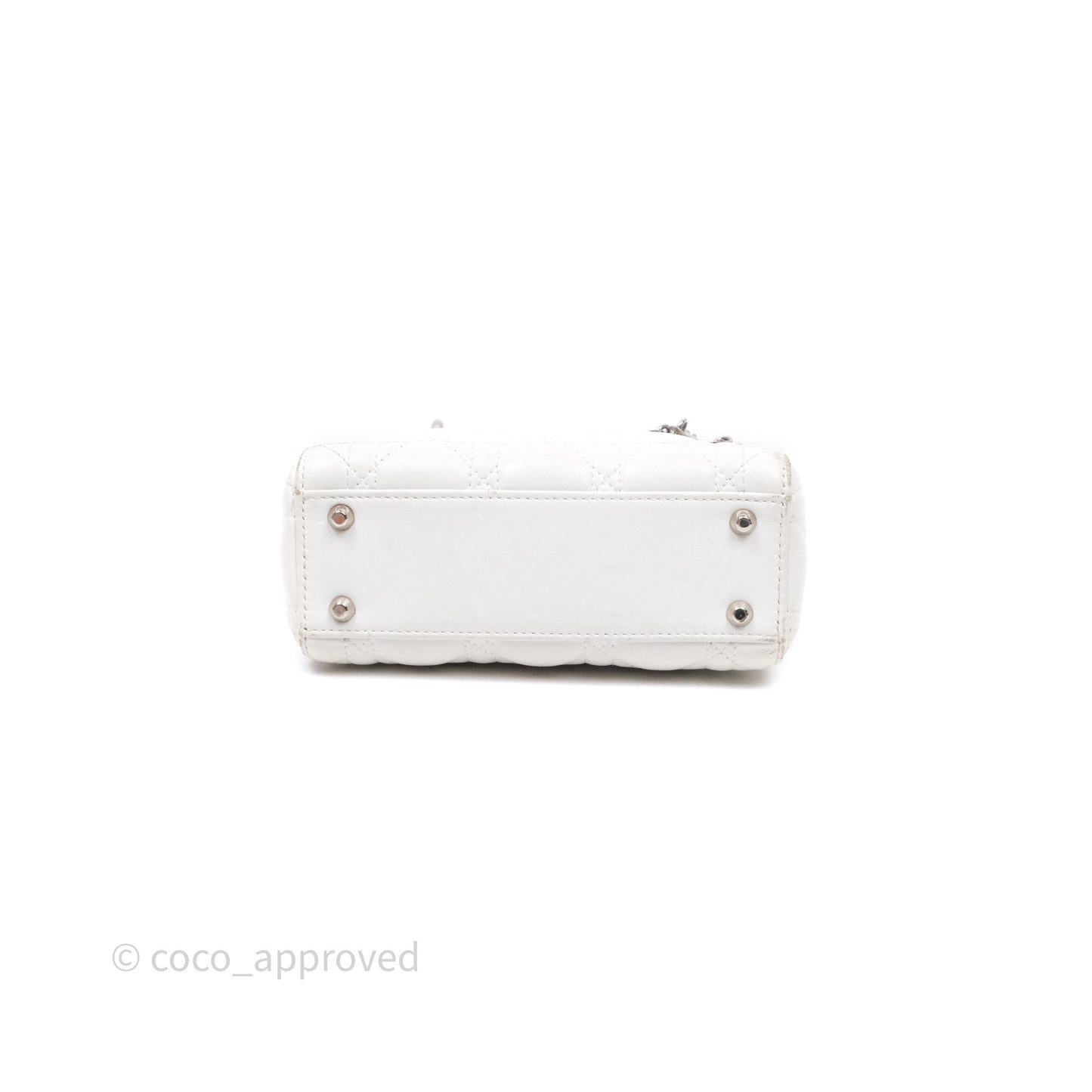 Christian Dior Cannage Mini Lady Dior White Silver Hardware