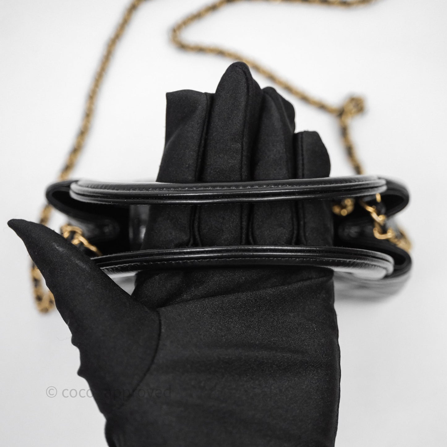 Chanel Kelly Bag Quilted Black Shiny Crumpled Calfskin Aged Gold Hardware