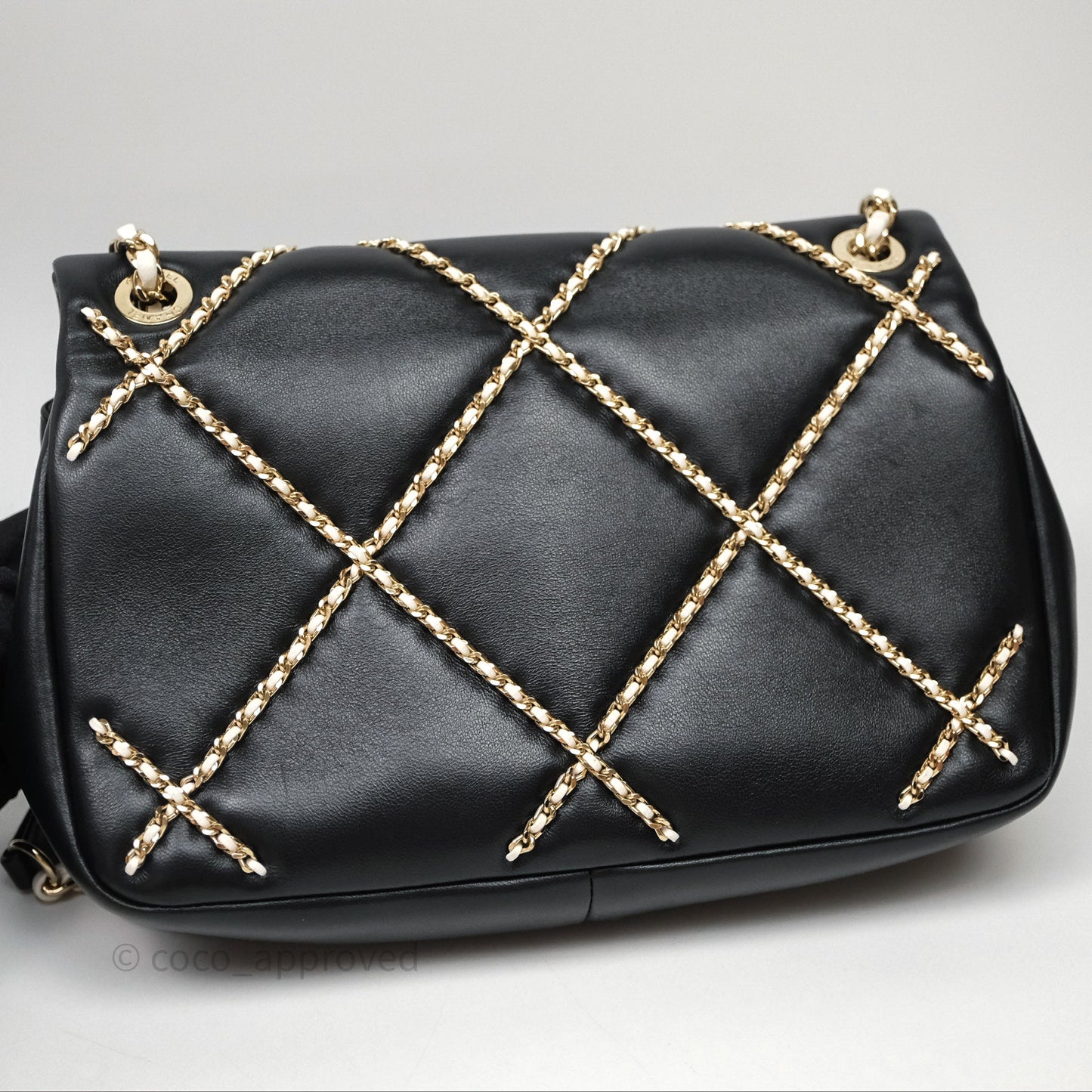 Chanel Small Entwined Chain Flap Black Lambskin Gold Hardware