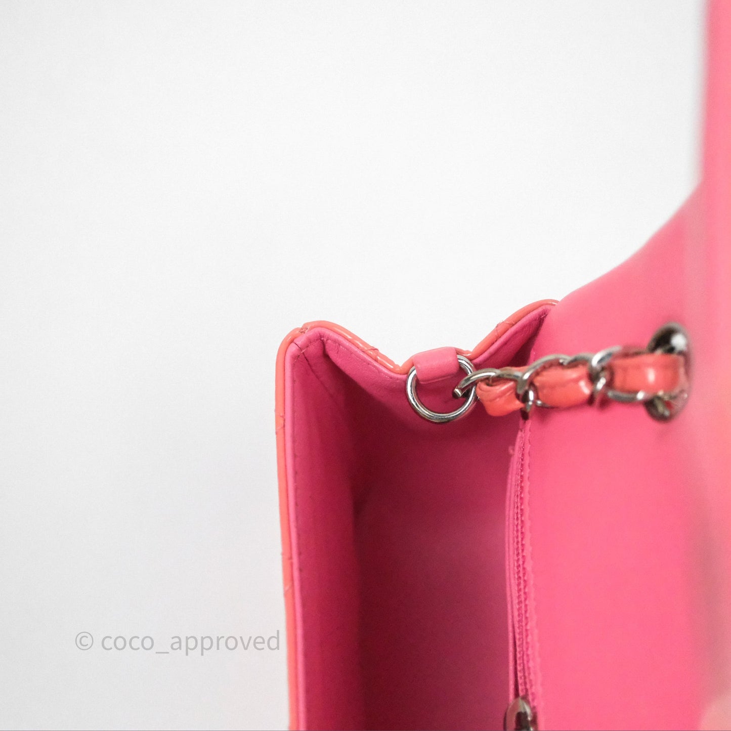 Chanel Quilted Mini Rectangular Pink Patent Silver Hardware