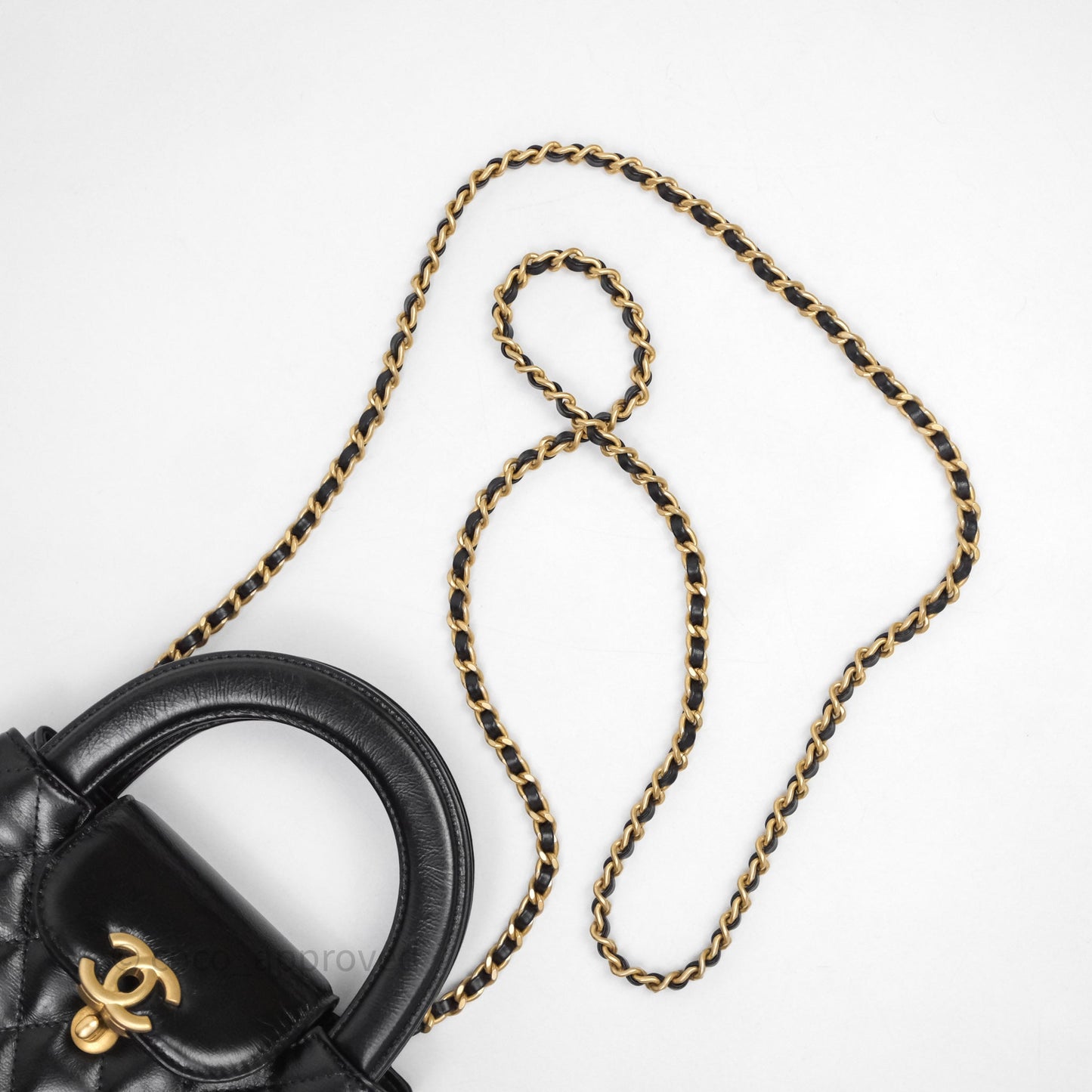 Chanel Kelly Bag Quilted Black Shiny Crumpled Calfskin Aged Gold Hardware