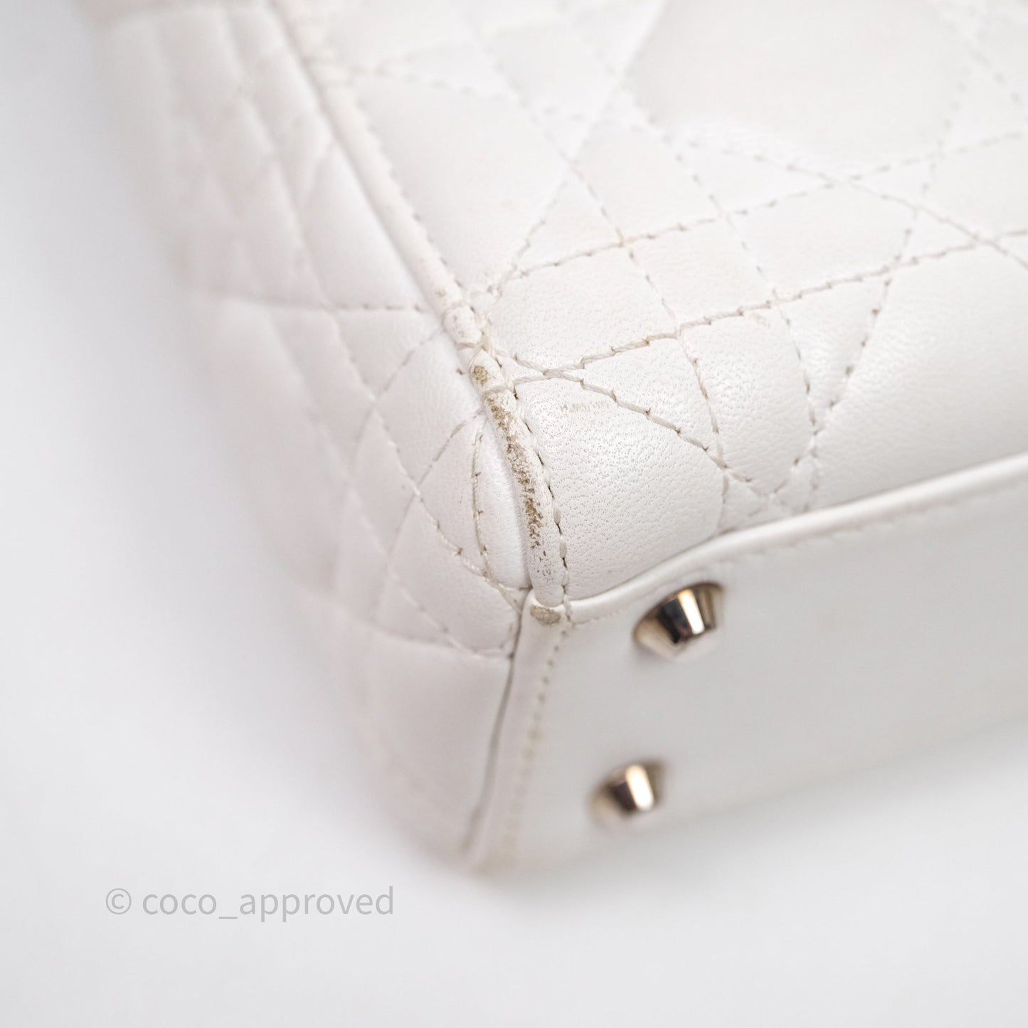 Christian Dior Cannage Mini Lady Dior White Silver Hardware