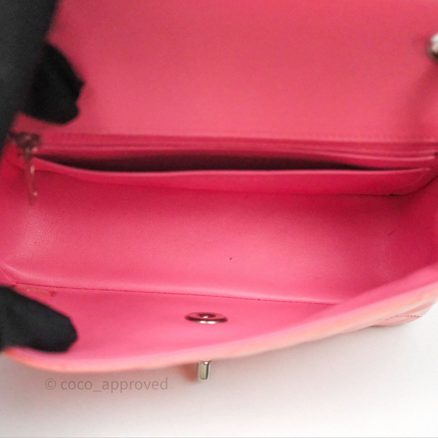 Chanel Quilted Mini Rectangular Pink Patent Silver Hardware