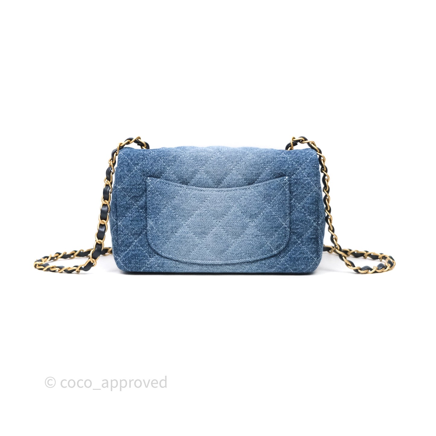 Chanel Quilted Mini Rectangular Flap Denim Aged Gold Hardware