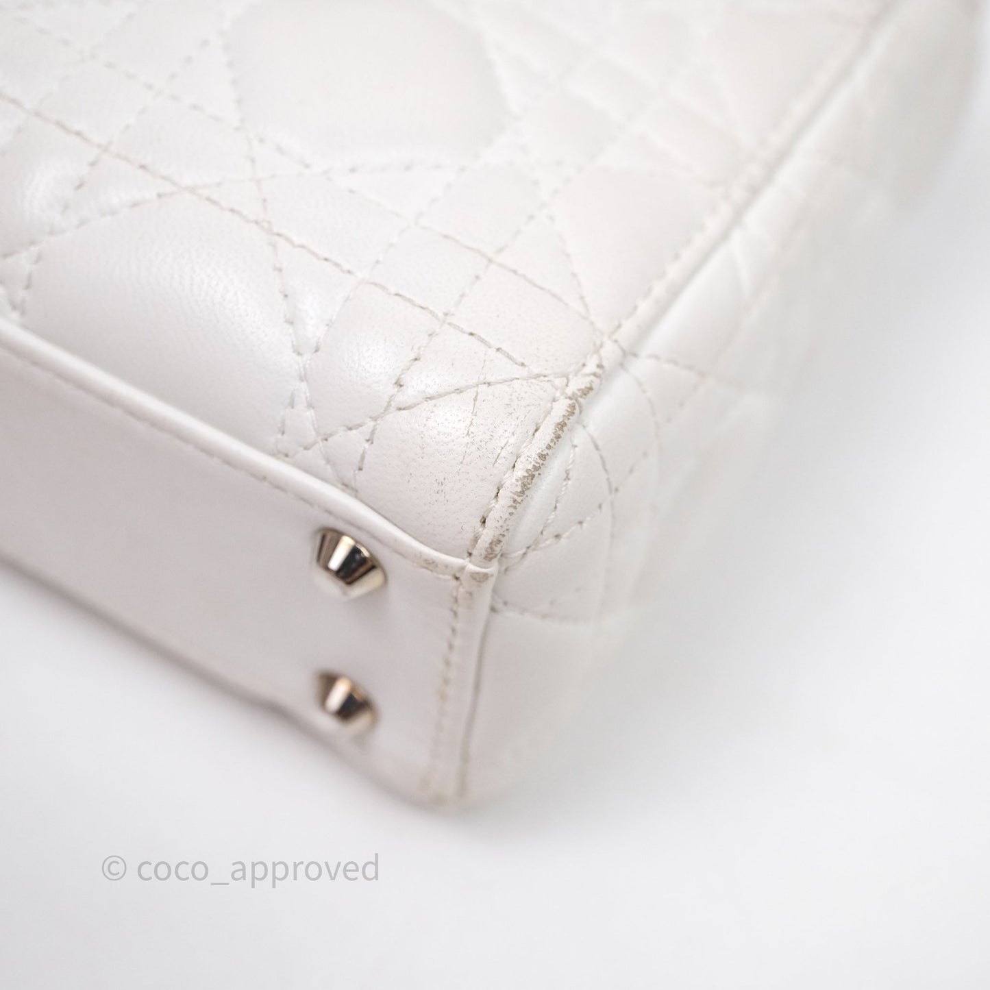 Christian Dior Cannage Mini Lady Dior White Silver Hardware