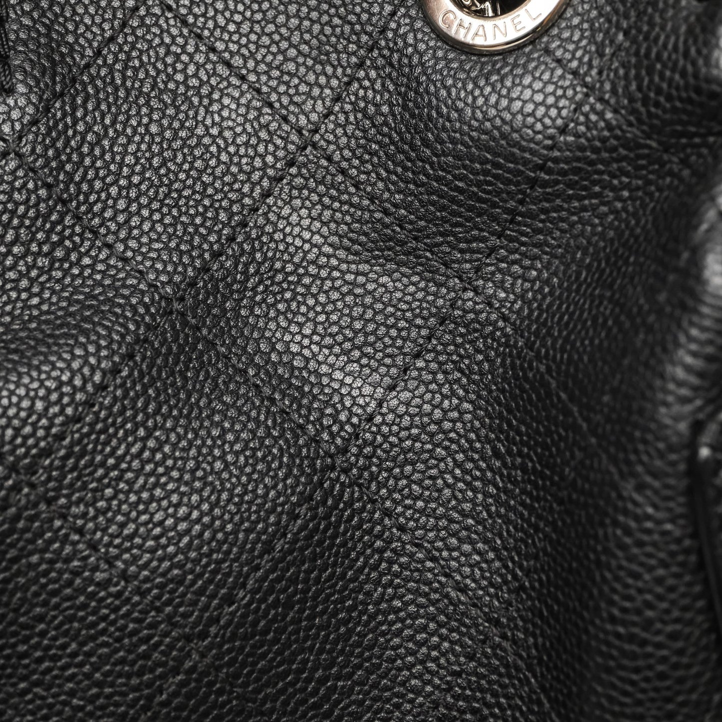 Chanel CC Pocket Tote Bag Black Caviar Silver Hardware