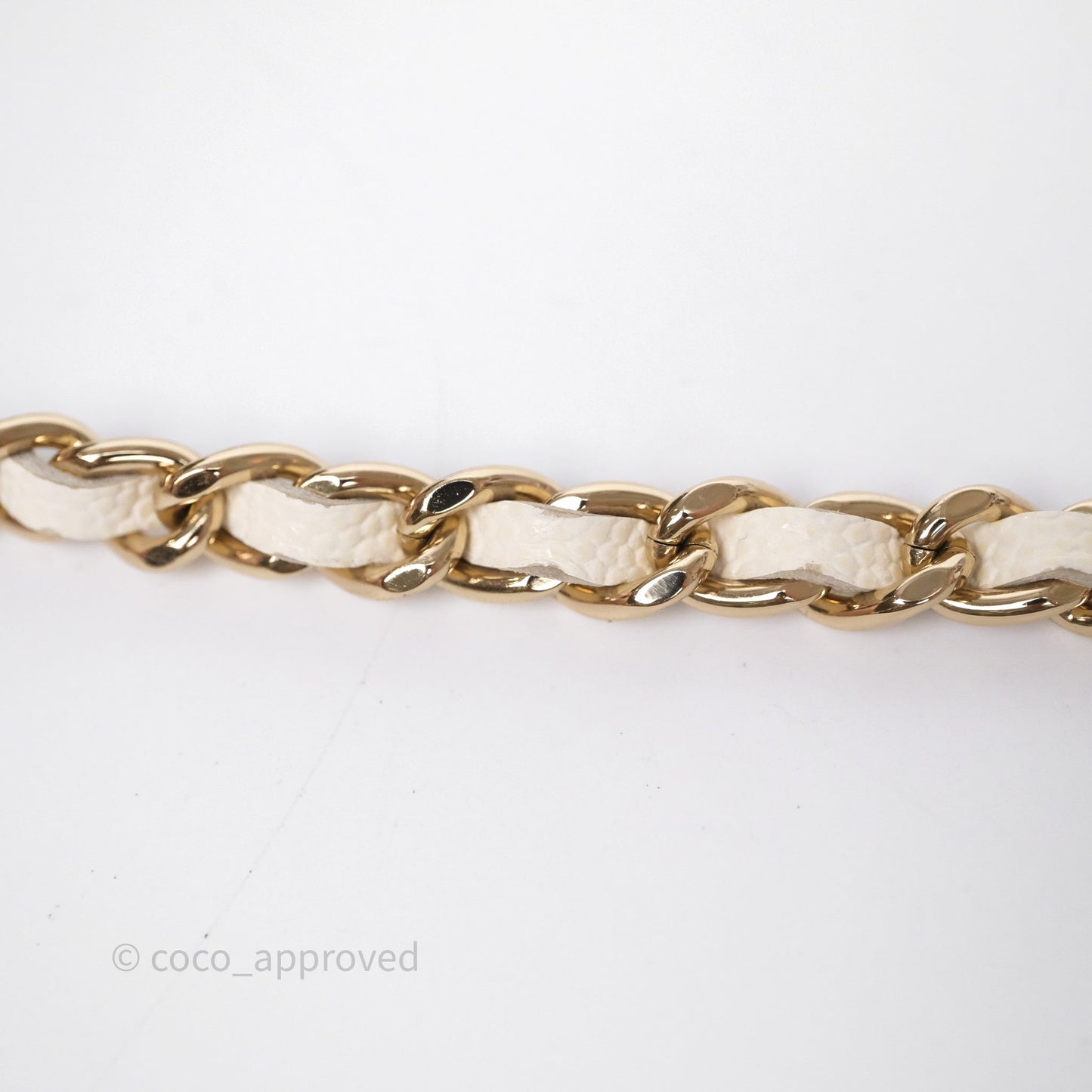 Chanel Mini Card Holder Charms Chain Belt Bag White Caviar Gold Hardware