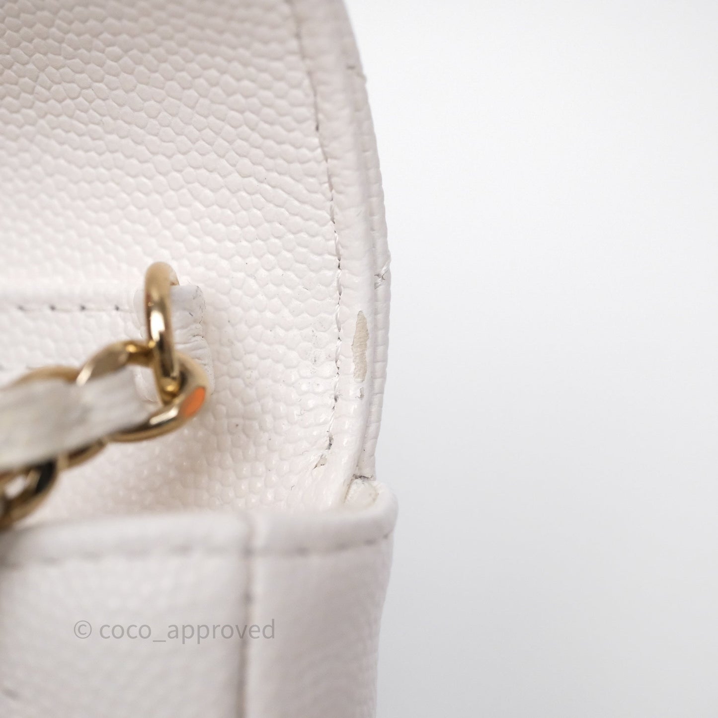 Chanel Mini Card Holder Charms Chain Belt Bag White Caviar Gold Hardware