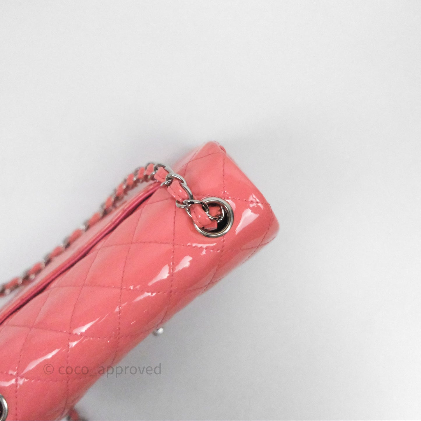 Chanel Quilted Mini Rectangular Pink Patent Silver Hardware