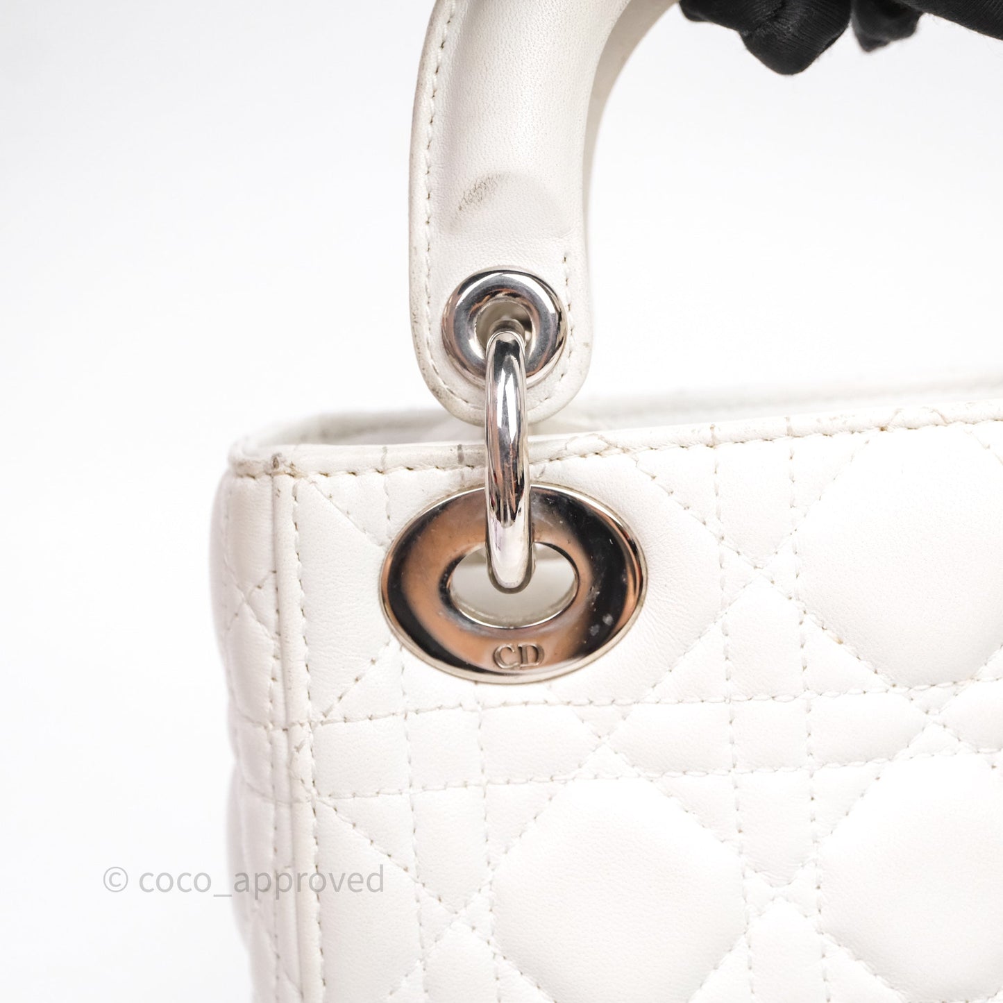 Christian Dior Cannage Mini Lady Dior White Silver Hardware