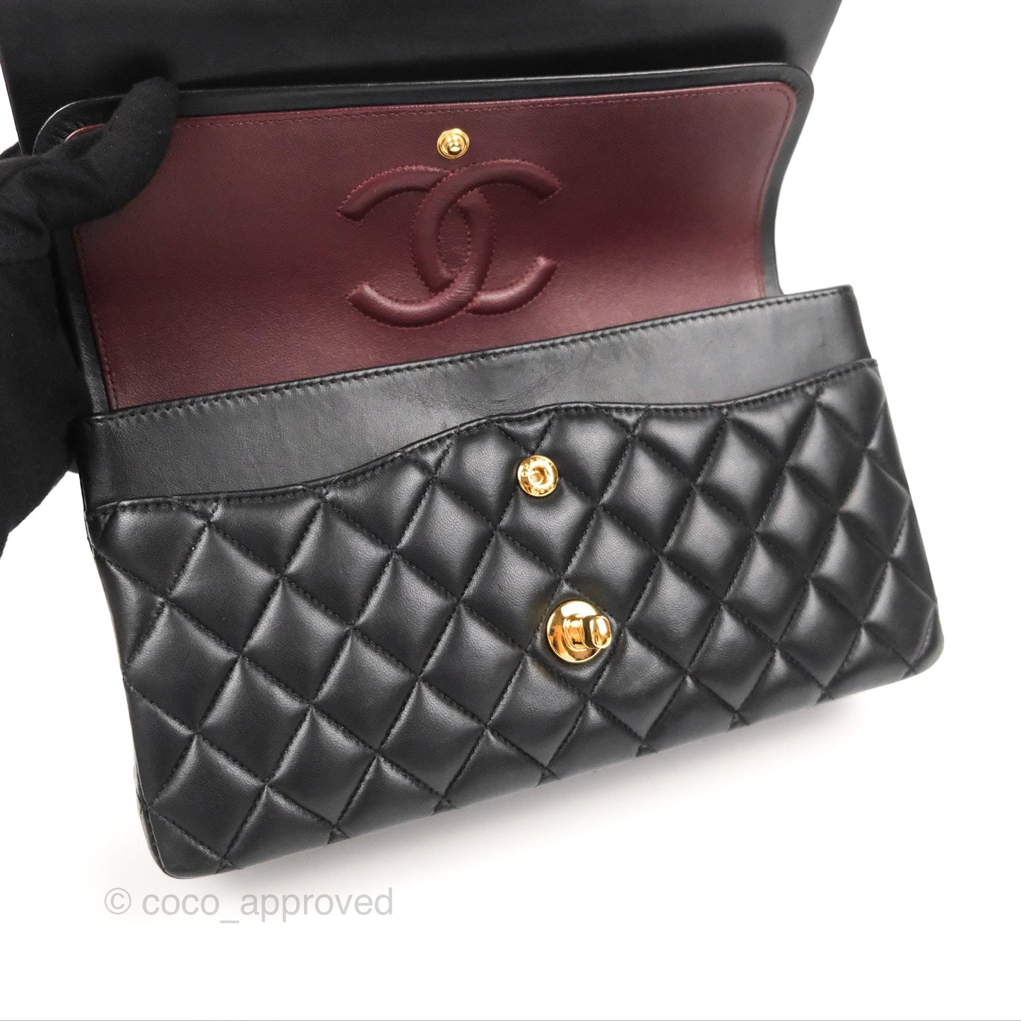 Chanel Classic M/L Medium Flap Quilted Black Lambskin Gold Hardware
