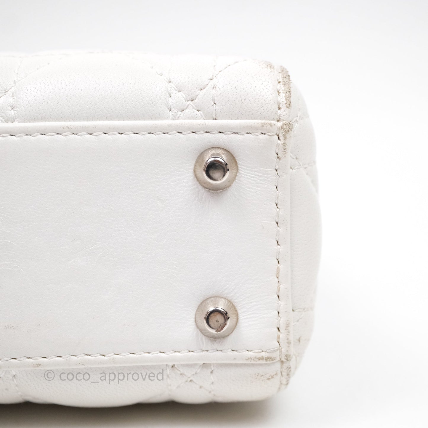 Christian Dior Cannage Mini Lady Dior White Silver Hardware
