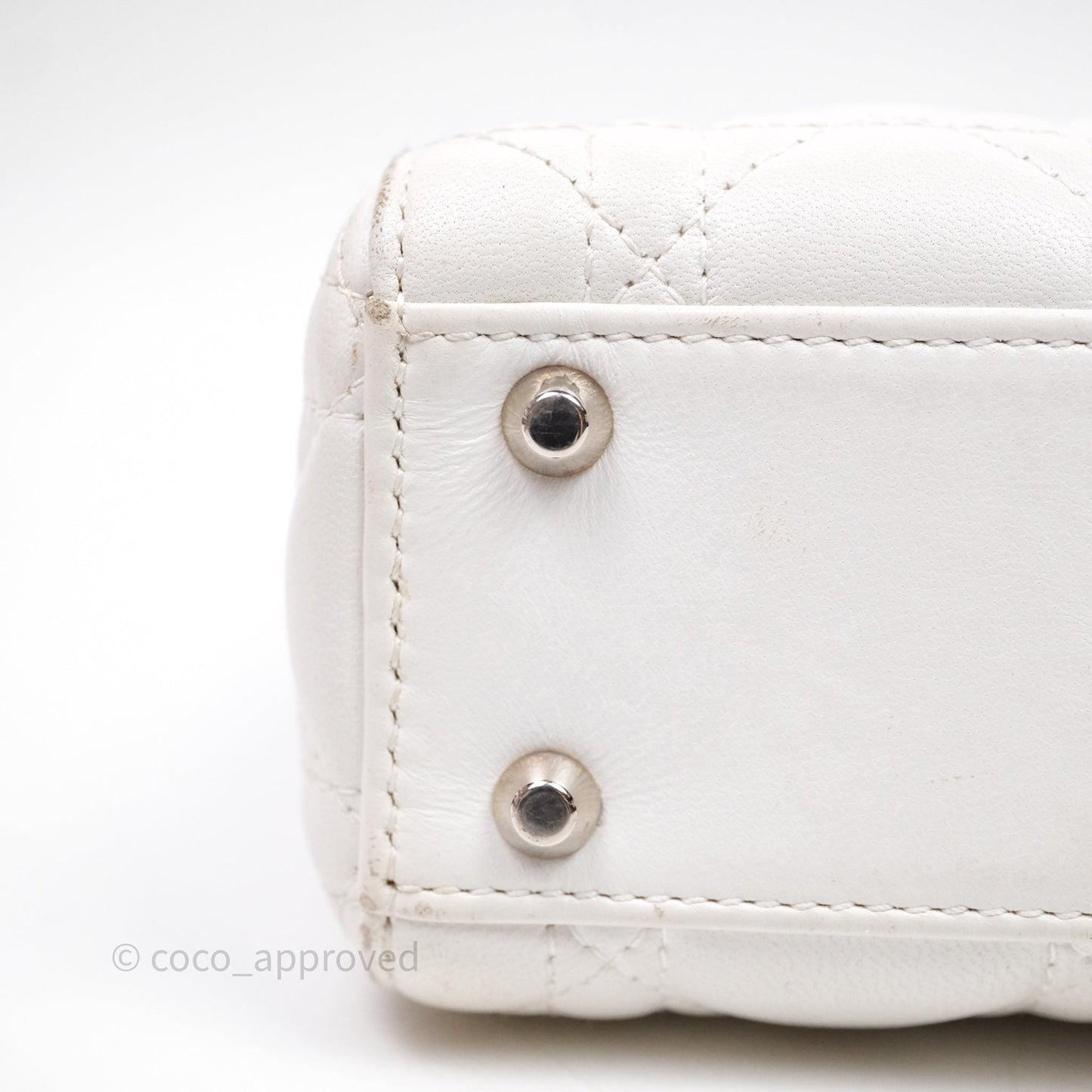 Christian Dior Cannage Mini Lady Dior White Silver Hardware