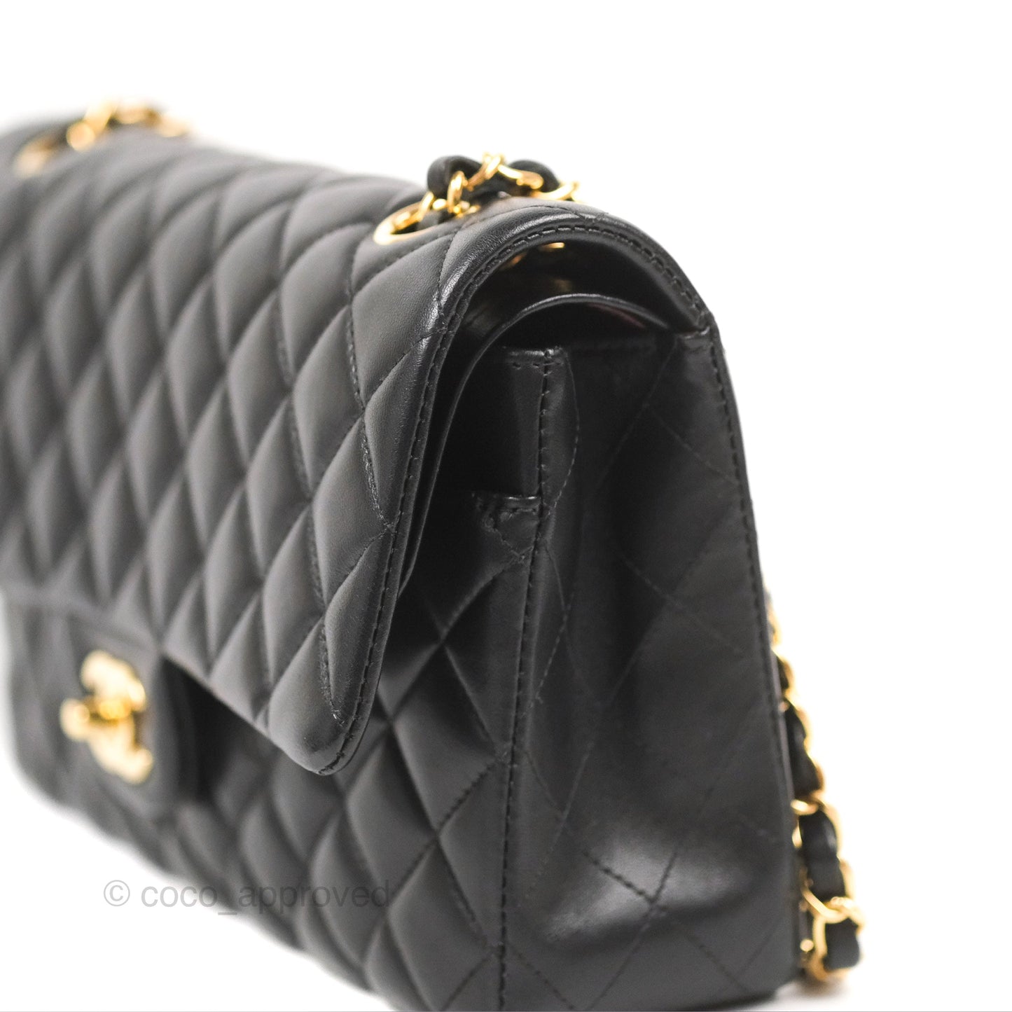 Chanel Classic M/L Medium Flap Quilted Black Lambskin Gold Hardware