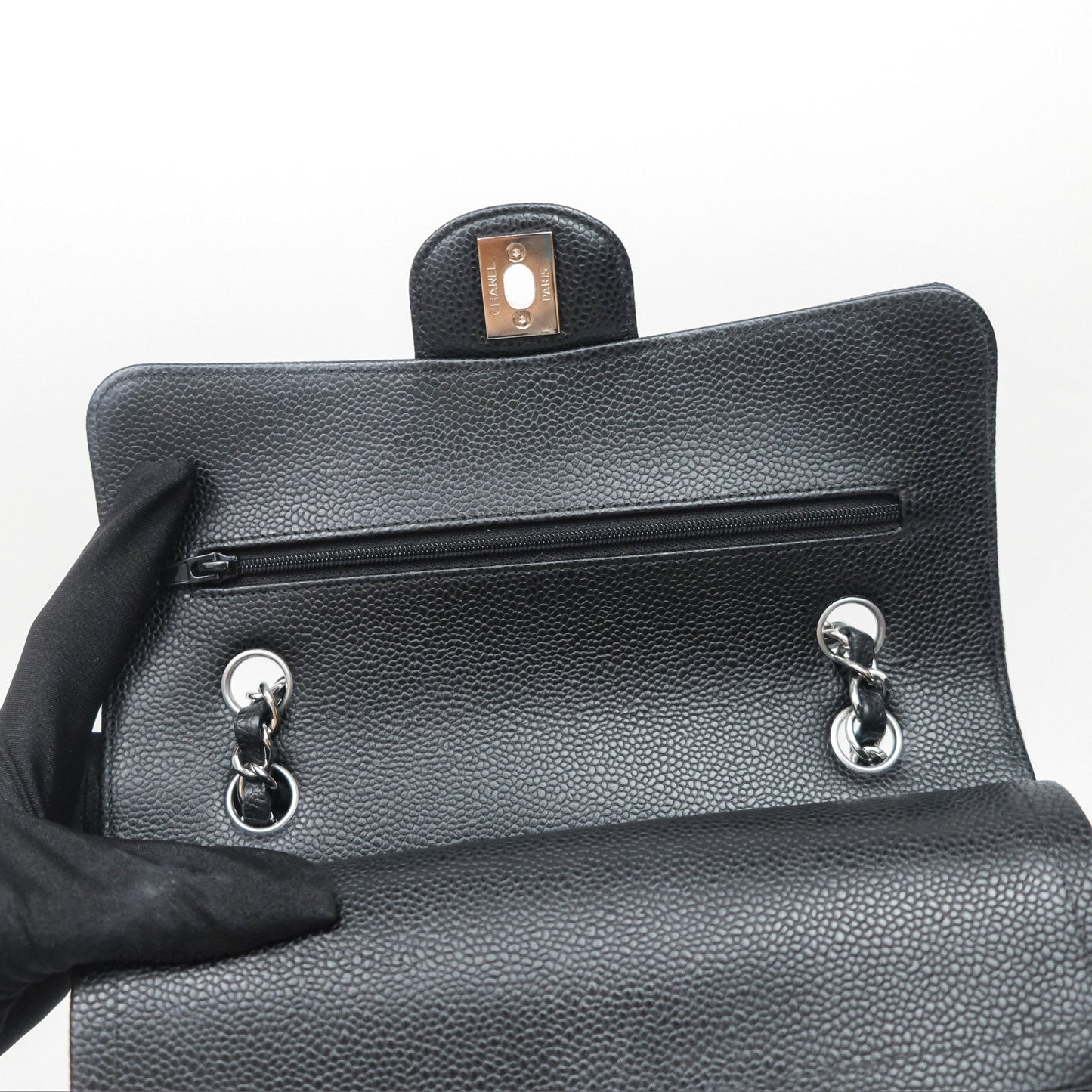 Chanel Small Classic Flap Quilted Black Caviar Silver Hardware