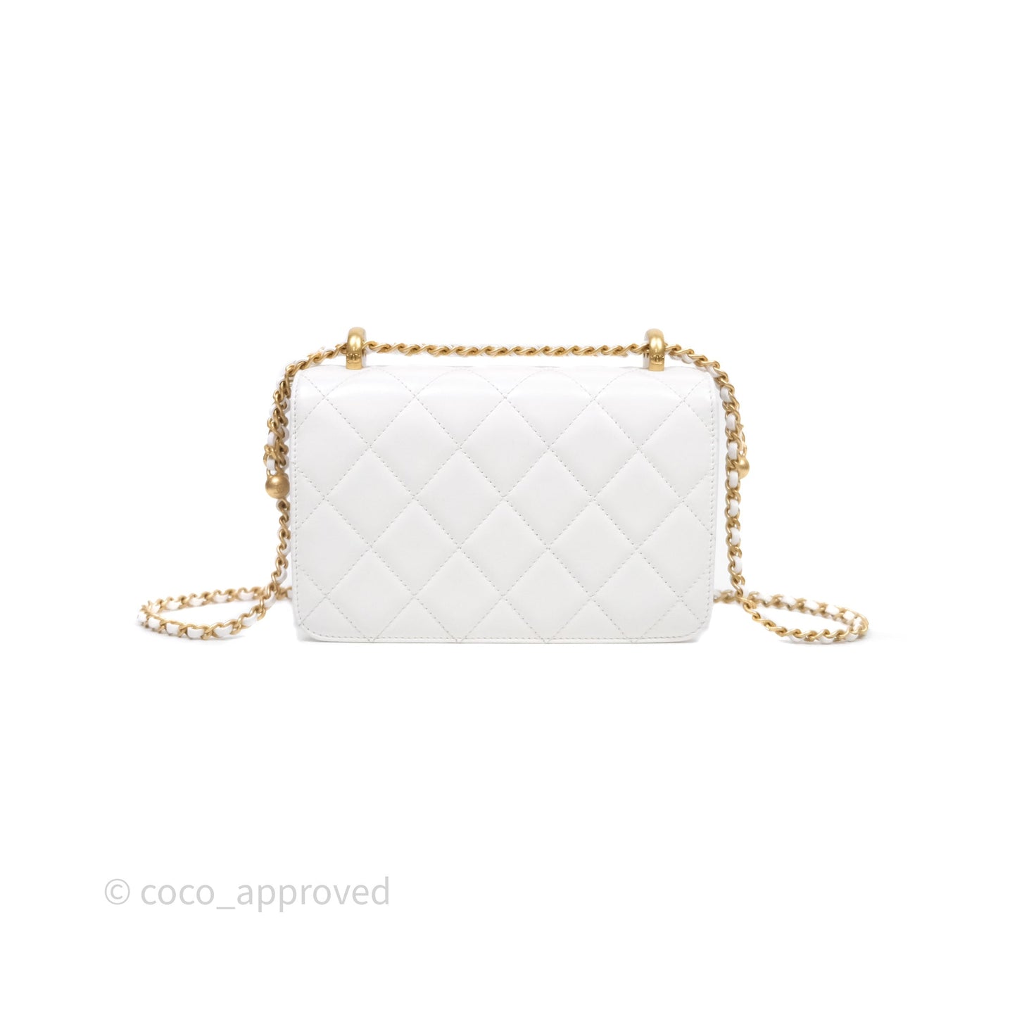 Chanel Mini Perfect Fit Adjustable Chain White Calfskin Aged Gold Hardware