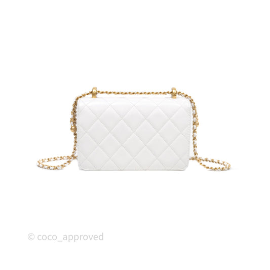Chanel Mini Perfect Fit Adjustable Chain White Calfskin Aged Gold Hardware