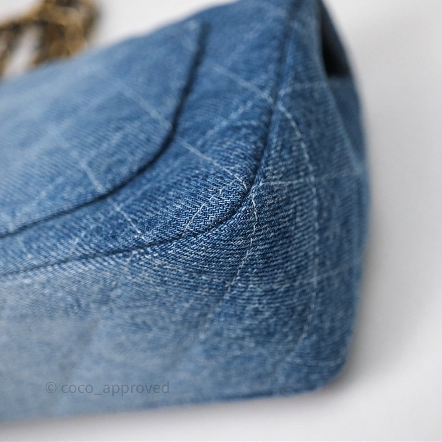 Chanel Quilted Mini Rectangular Flap Denim Aged Gold Hardware