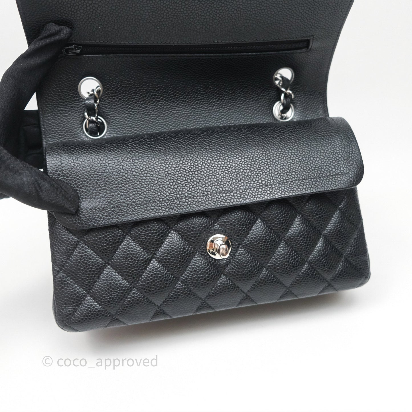 Chanel Small Classic Flap Quilted Black Caviar Silver Hardware