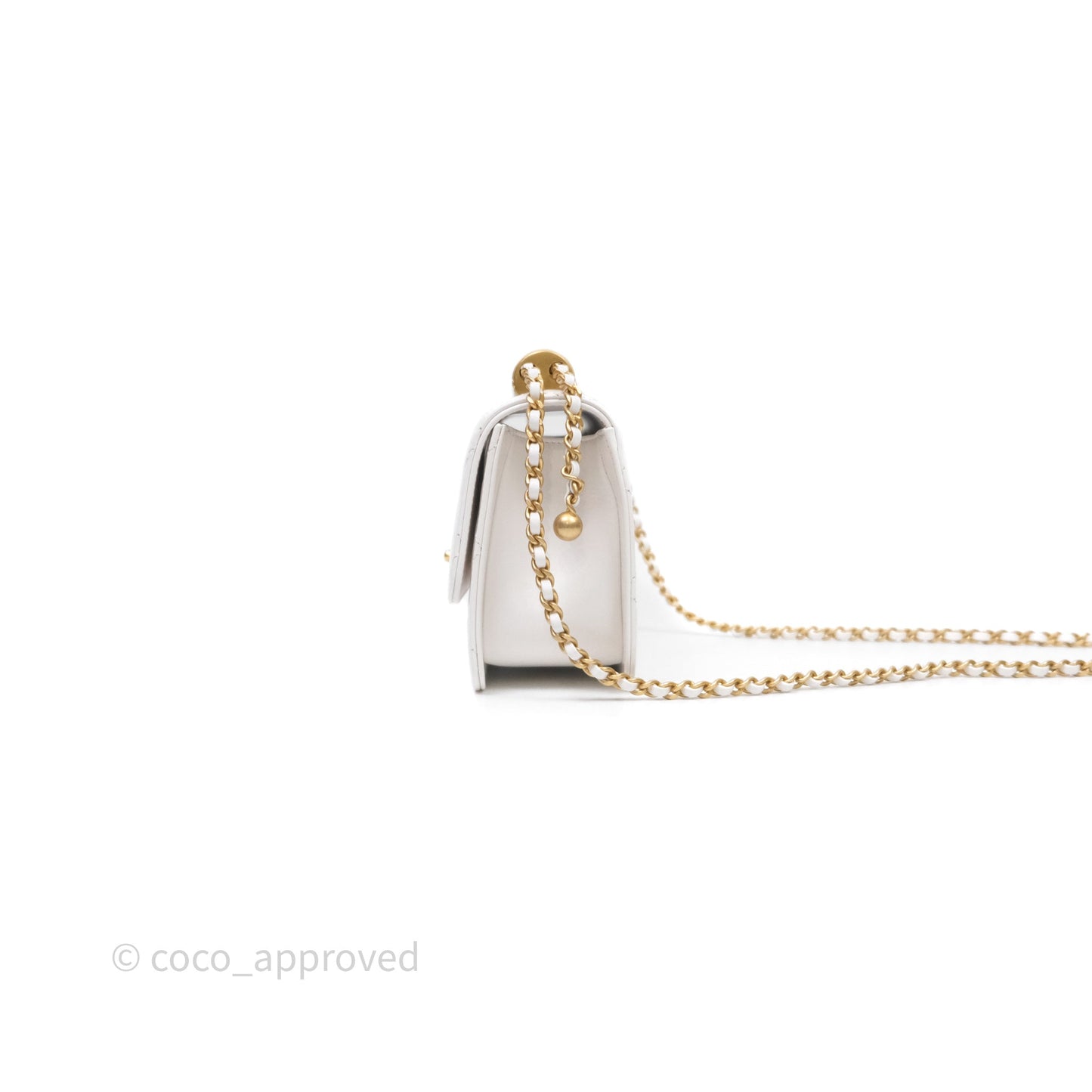 Chanel Mini Perfect Fit Adjustable Chain White Calfskin Aged Gold Hardware
