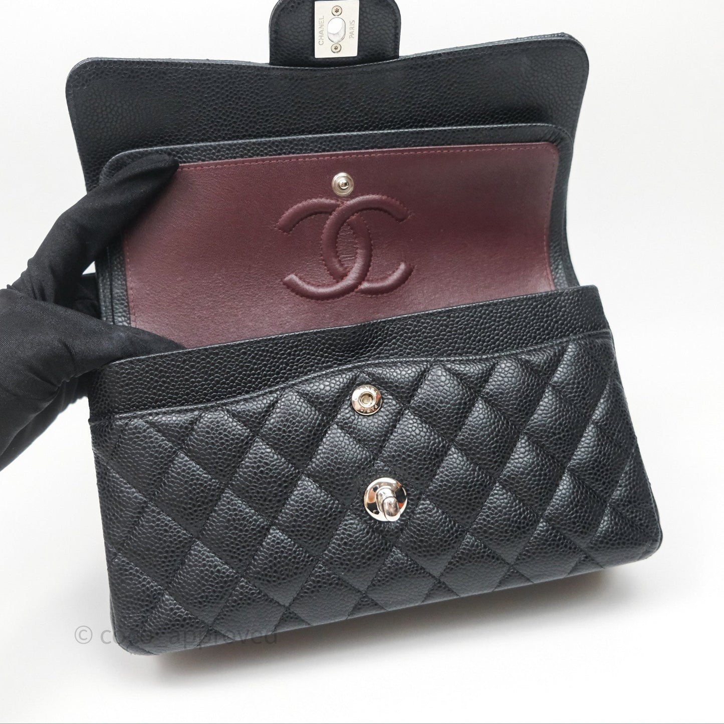 Chanel Small Classic Flap Quilted Black Caviar Silver Hardware