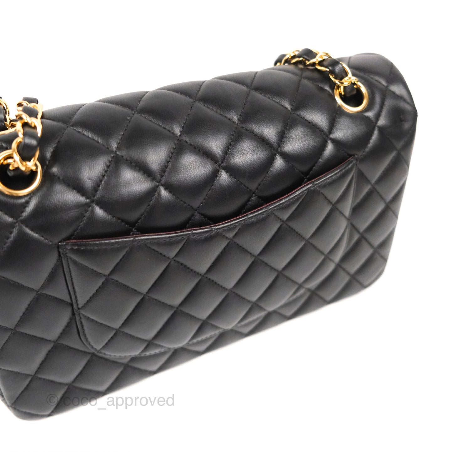 Chanel Classic M/L Medium Flap Quilted Black Lambskin Gold Hardware