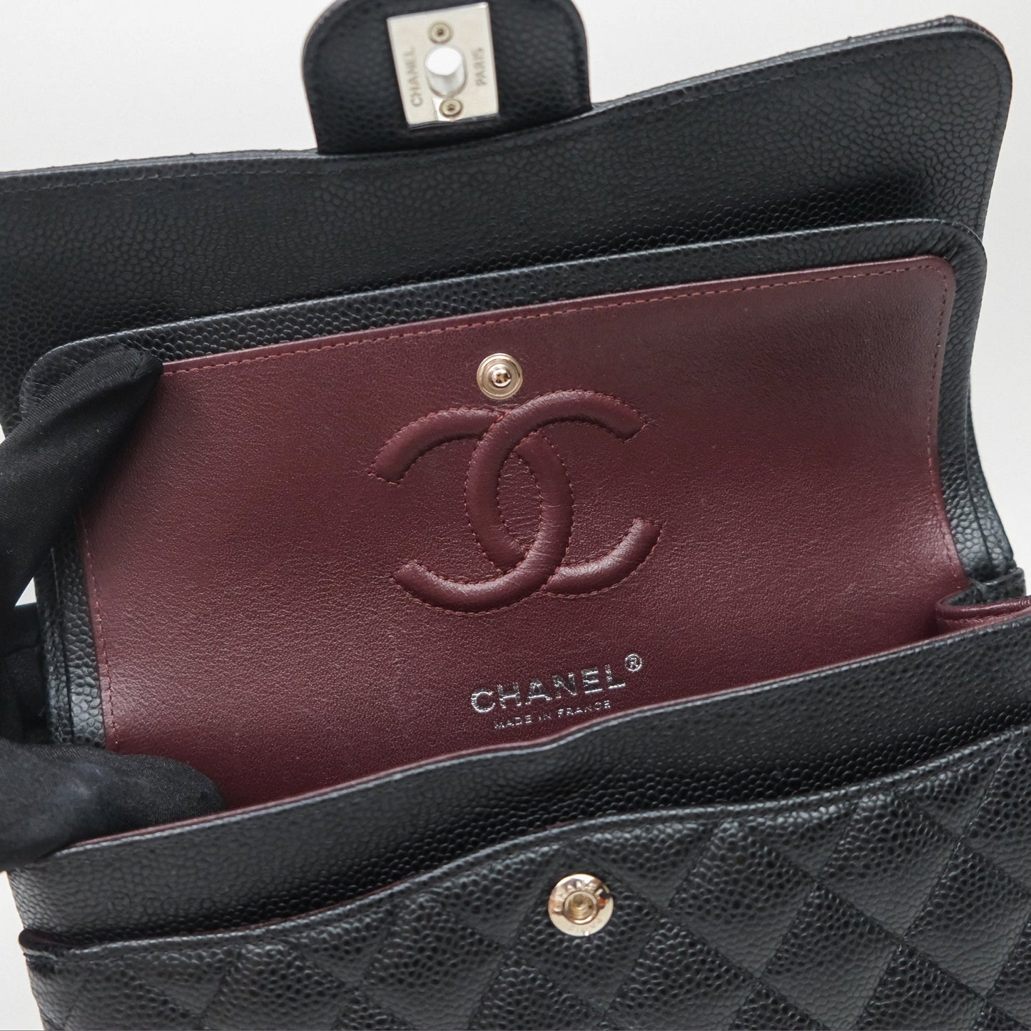 Chanel Small Classic Flap Quilted Black Caviar Silver Hardware