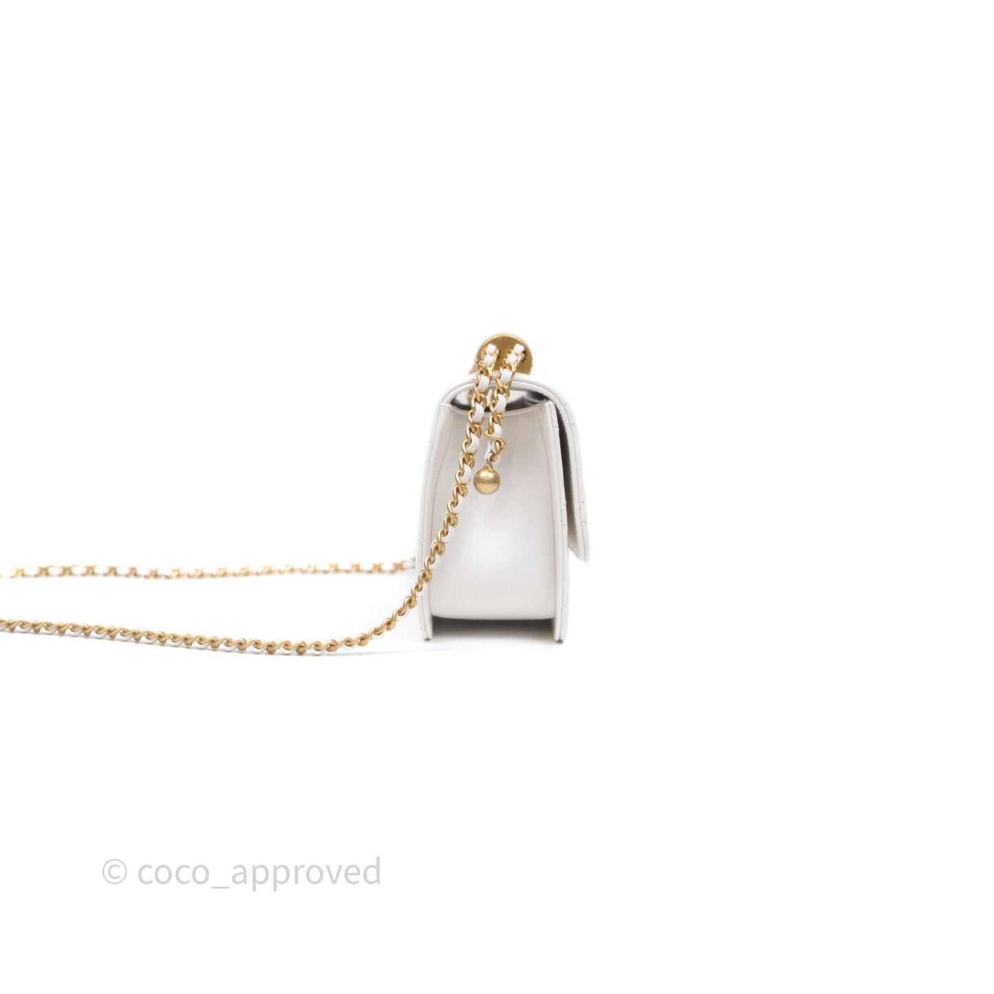 Chanel Mini Perfect Fit Adjustable Chain White Calfskin Aged Gold Hardware