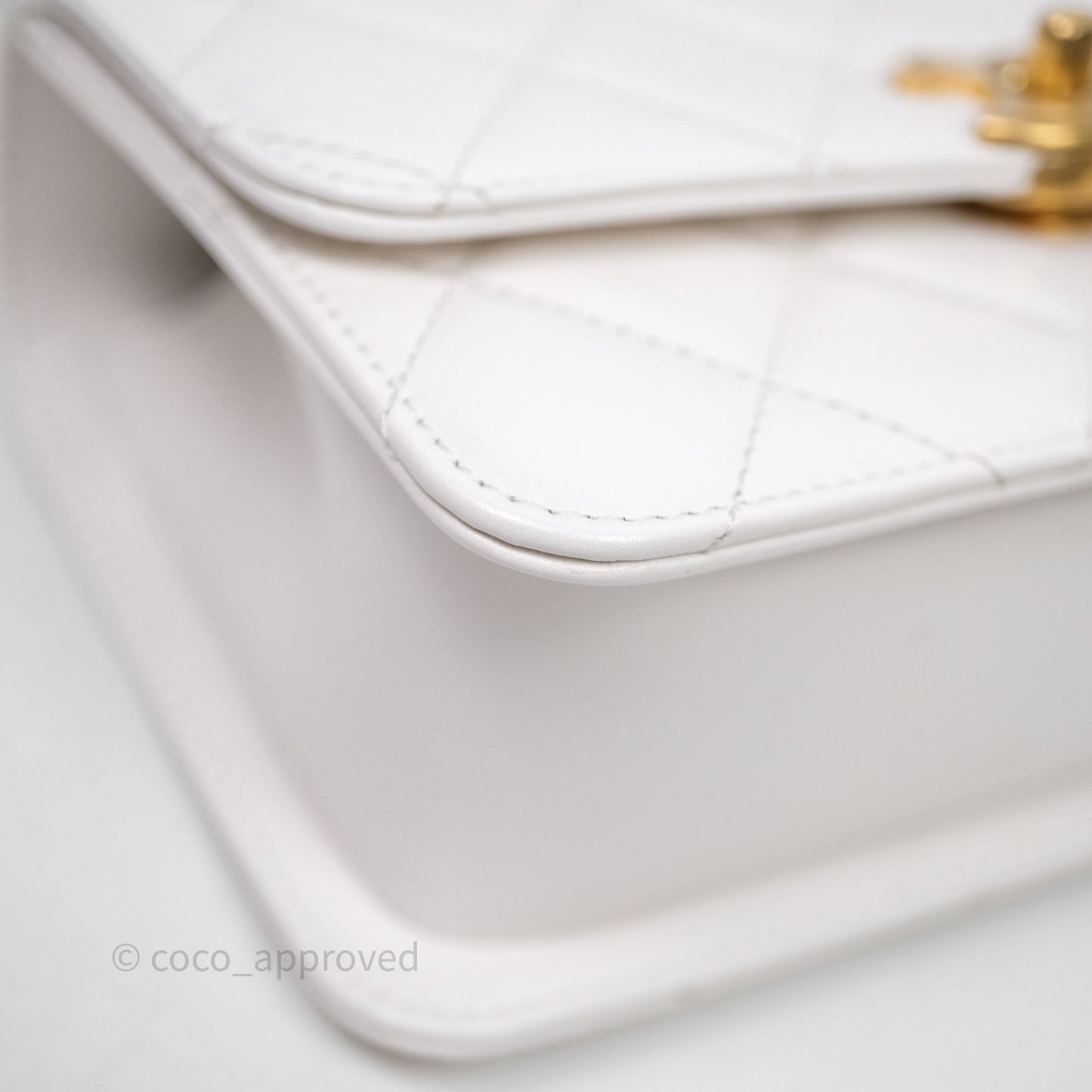 Chanel Mini Perfect Fit Adjustable Chain White Calfskin Aged Gold Hardware