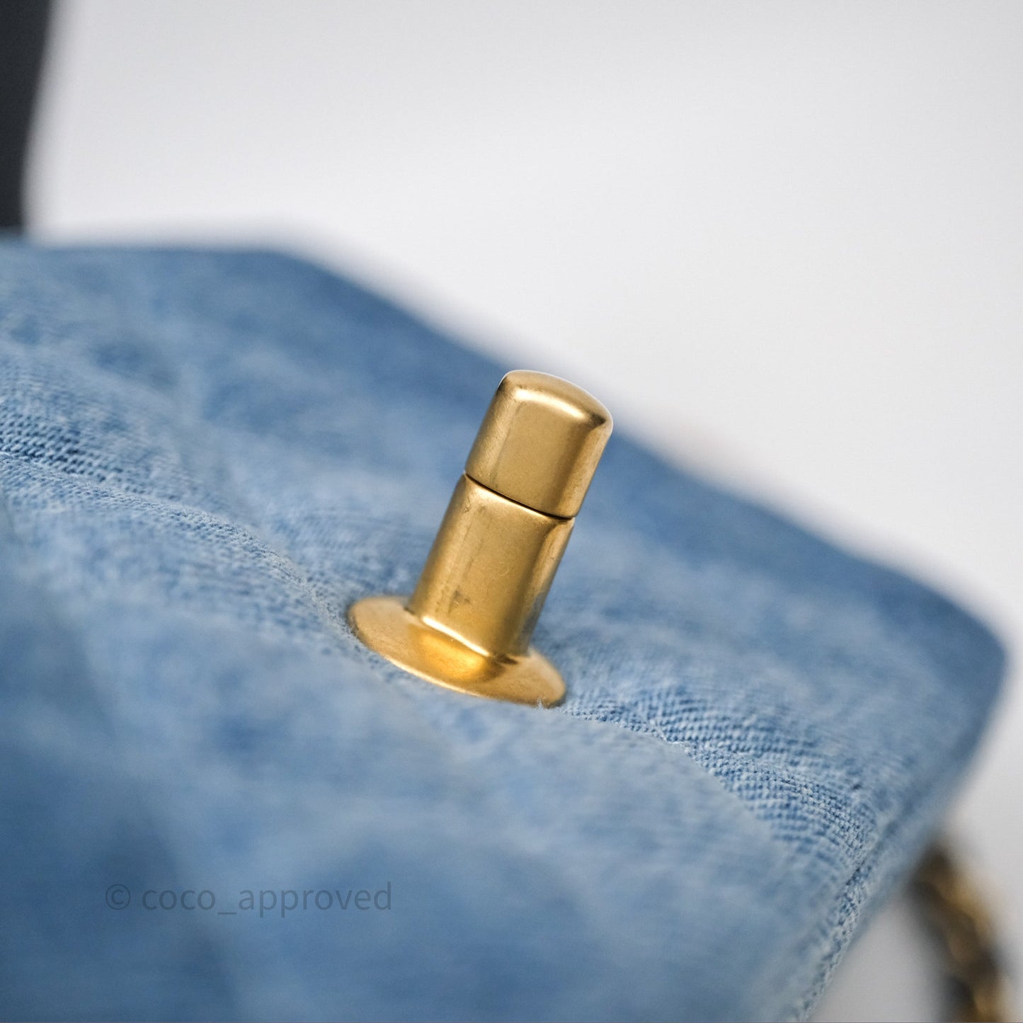 Chanel Quilted Mini Rectangular Flap Denim Aged Gold Hardware