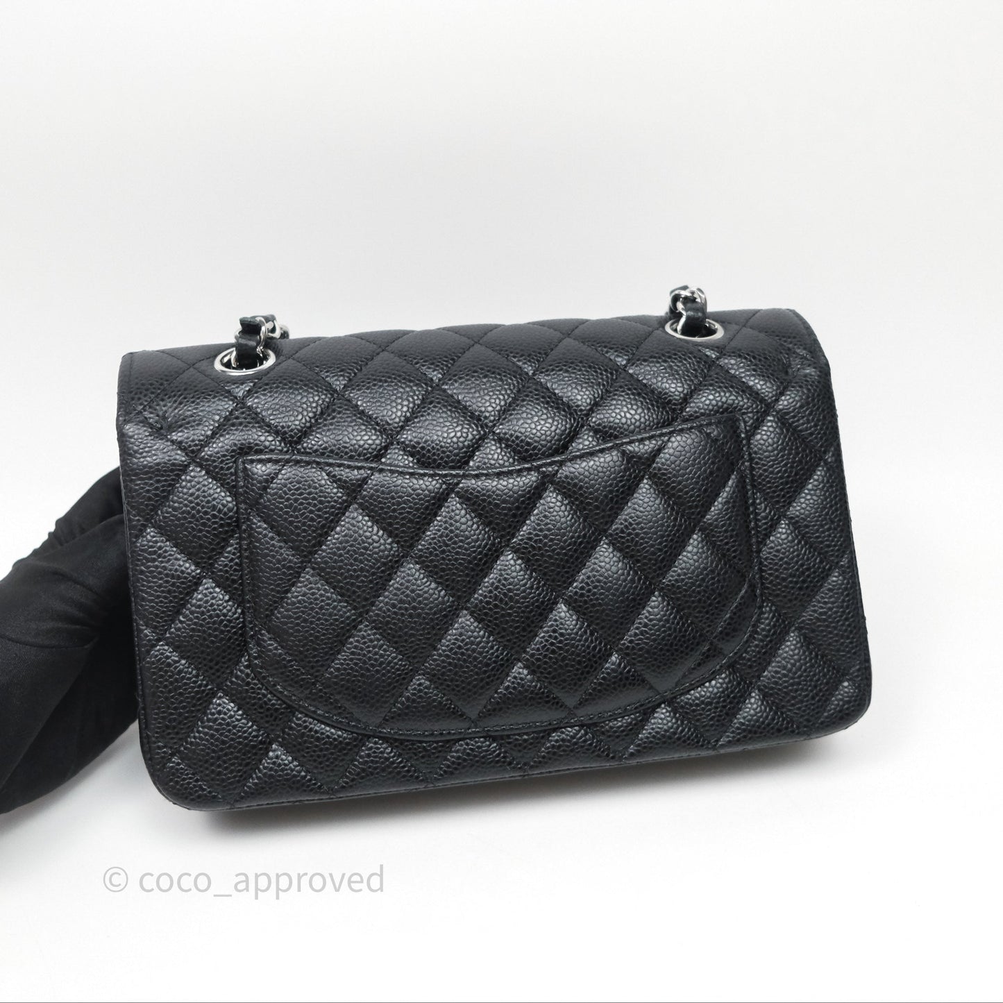 Chanel Small Classic Flap Quilted Black Caviar Silver Hardware