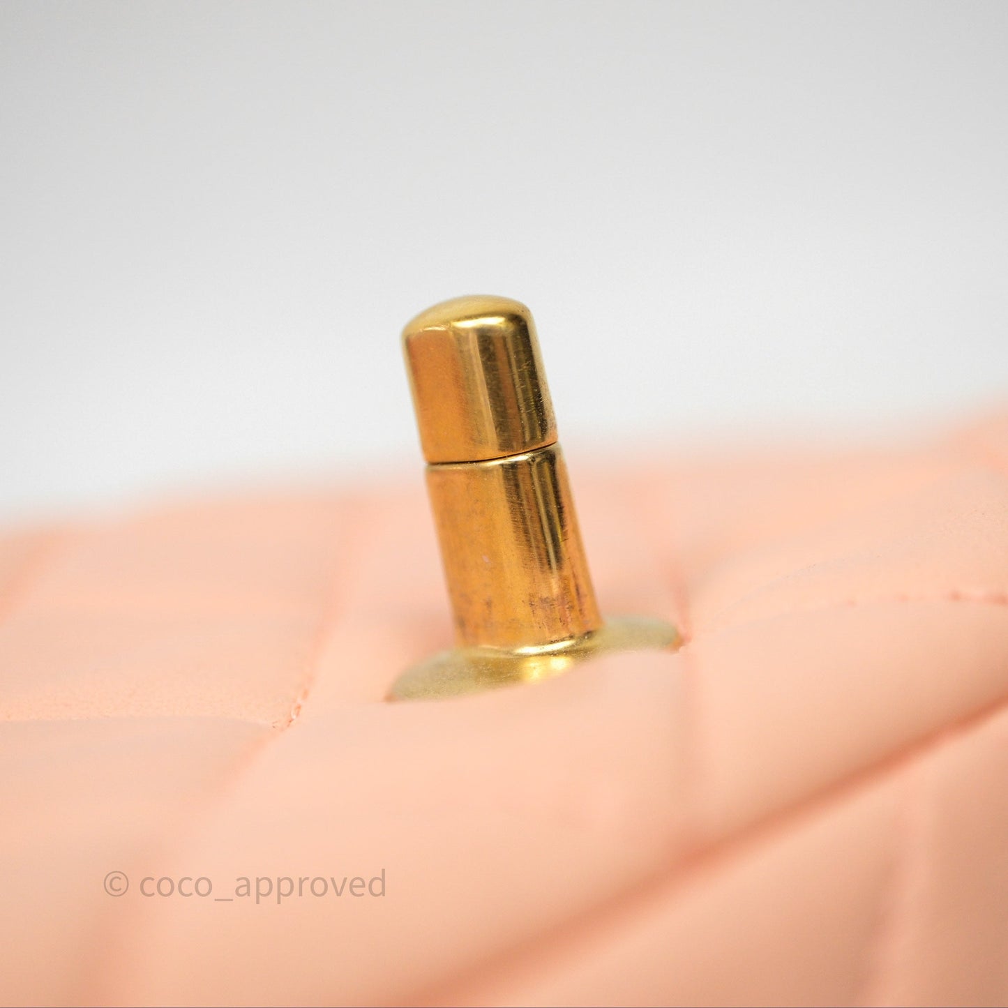 Chanel Mini Rectangular Pearl Crush Quilted Peach Lambskin Aged Gold Hardware