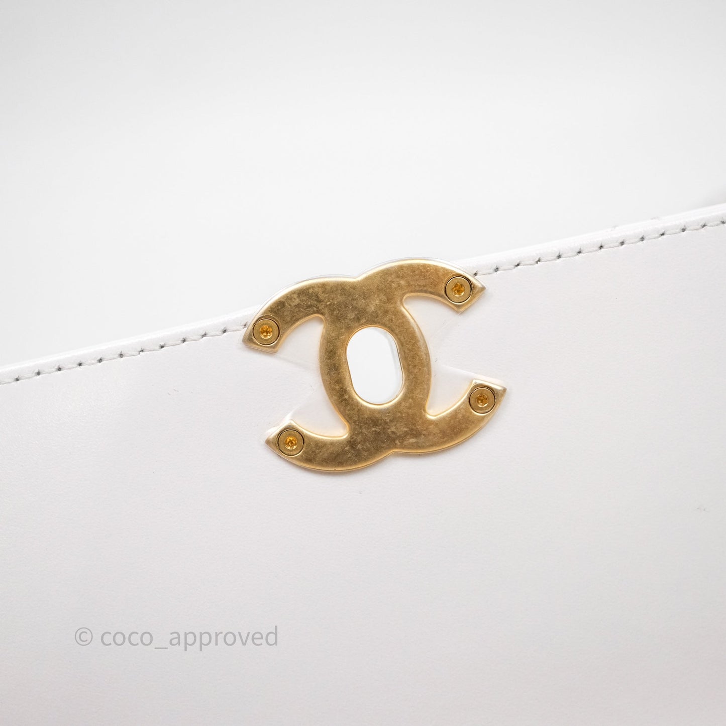 Chanel Mini Perfect Fit Adjustable Chain White Calfskin Aged Gold Hardware