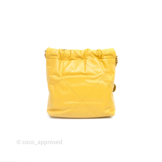 Chanel 22 Mini Bag Mustard Yellow Crumpled Calfskin Aged Gold Hardware