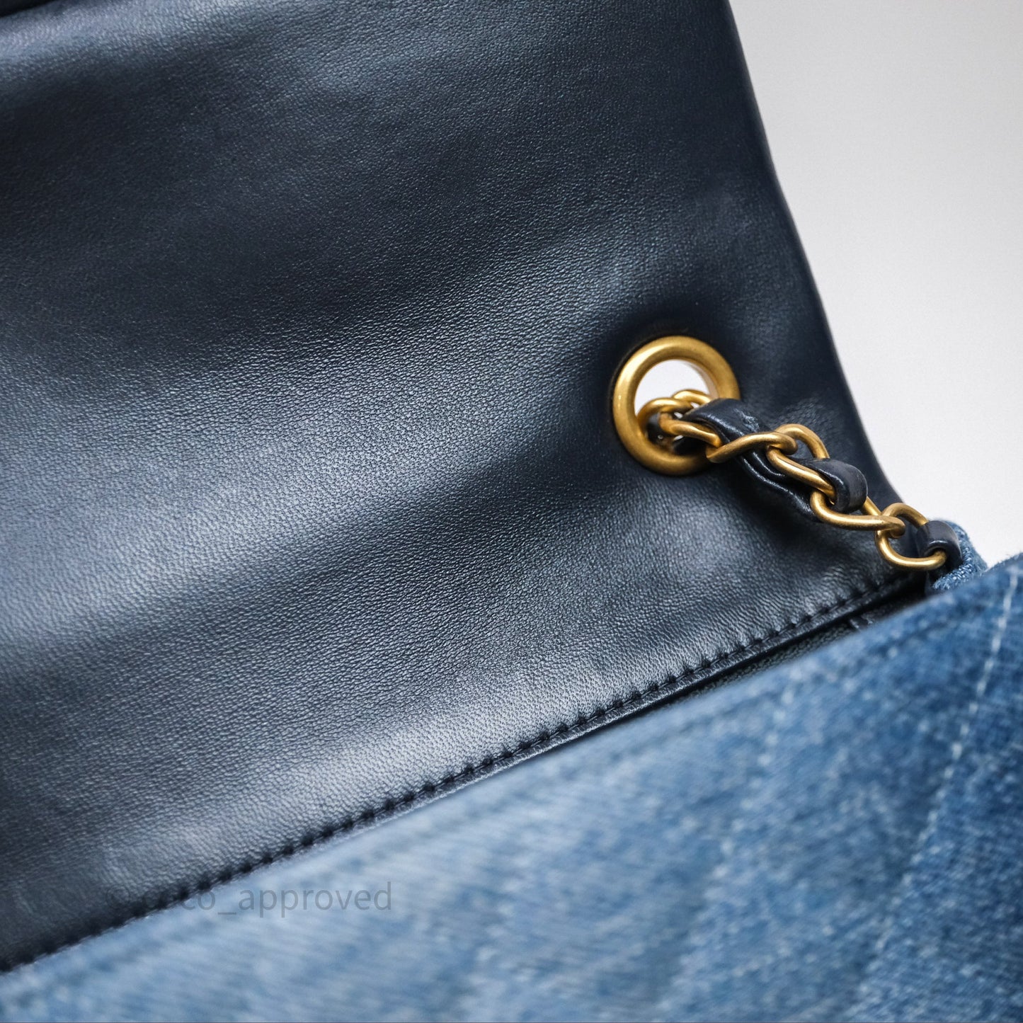 Chanel Quilted Mini Rectangular Flap Denim Aged Gold Hardware