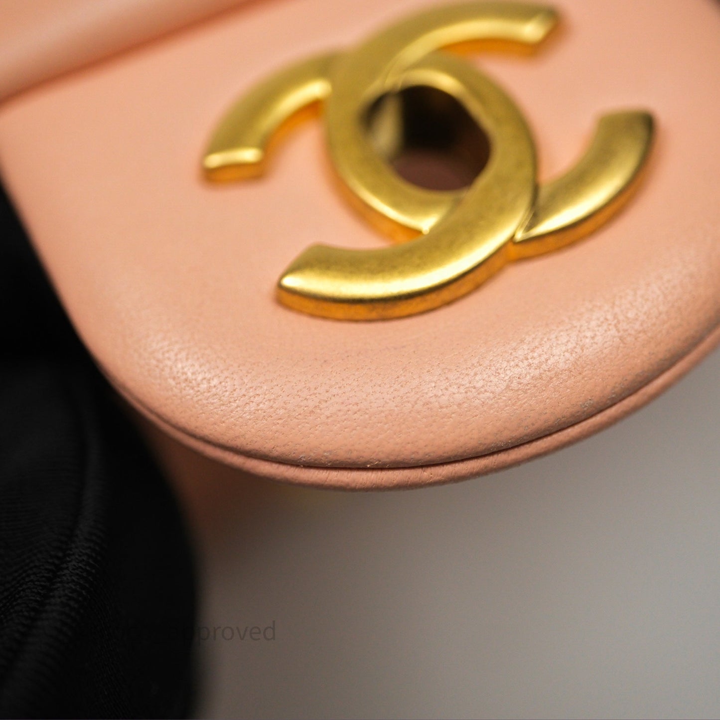 Chanel Mini Rectangular Pearl Crush Quilted Peach Lambskin Aged Gold Hardware