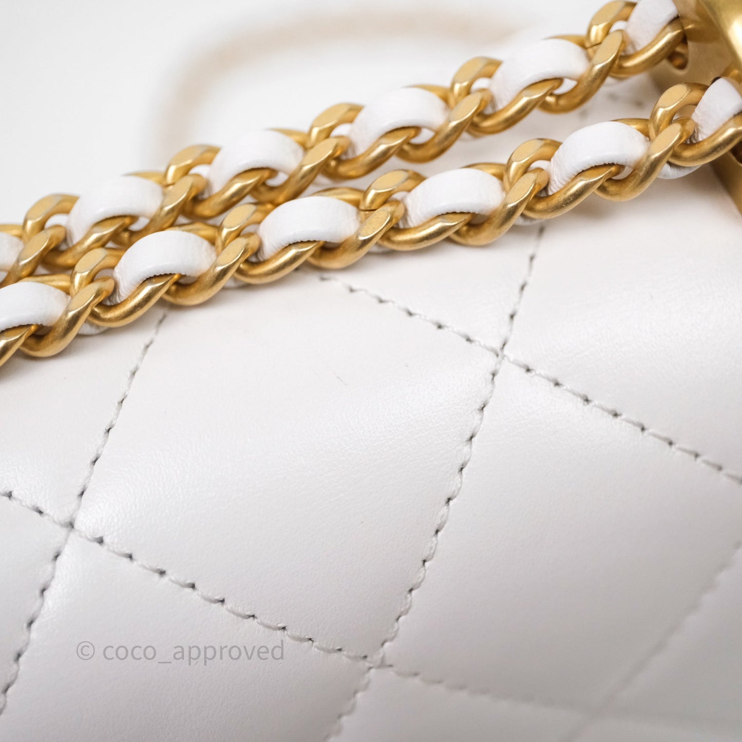 Chanel Mini Perfect Fit Adjustable Chain White Calfskin Aged Gold Hardware