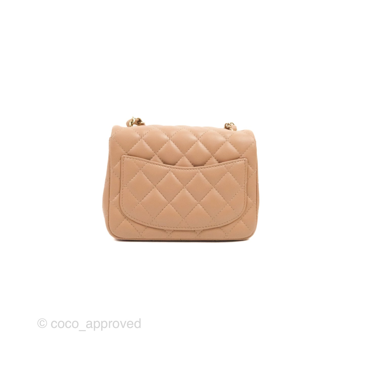 Chanel Mini Square Beige Lambskin Gold Hardware 21A