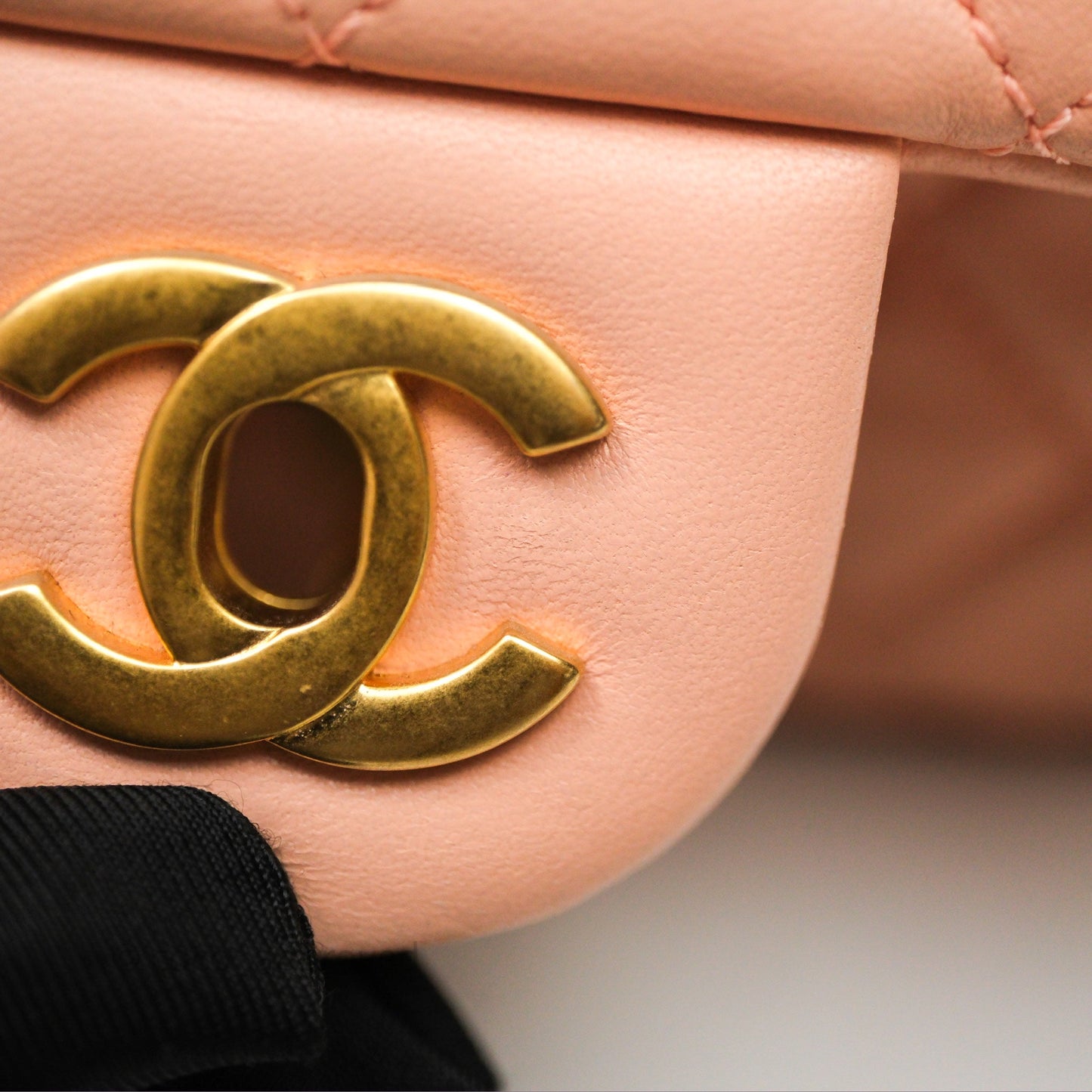 Chanel Mini Rectangular Pearl Crush Quilted Peach Lambskin Aged Gold Hardware