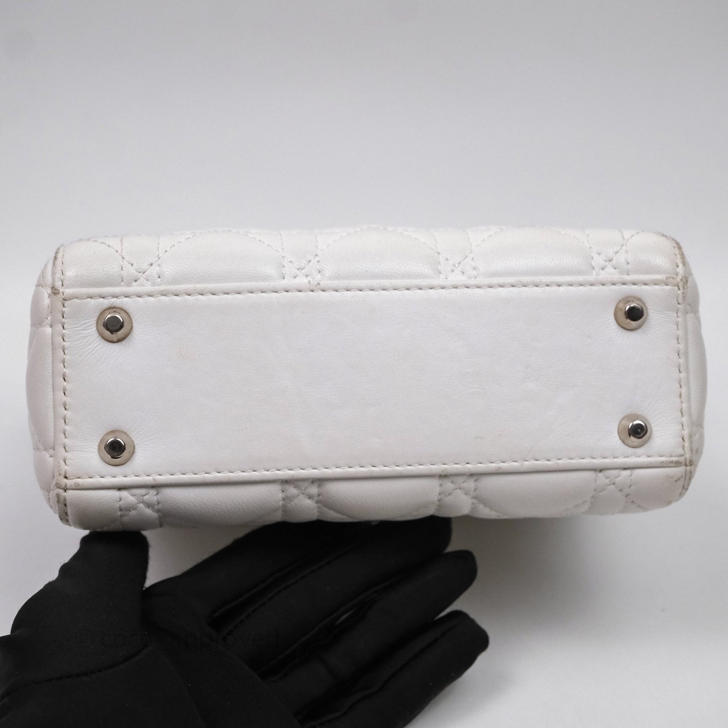 Christian Dior Cannage Mini Lady Dior White Silver Hardware