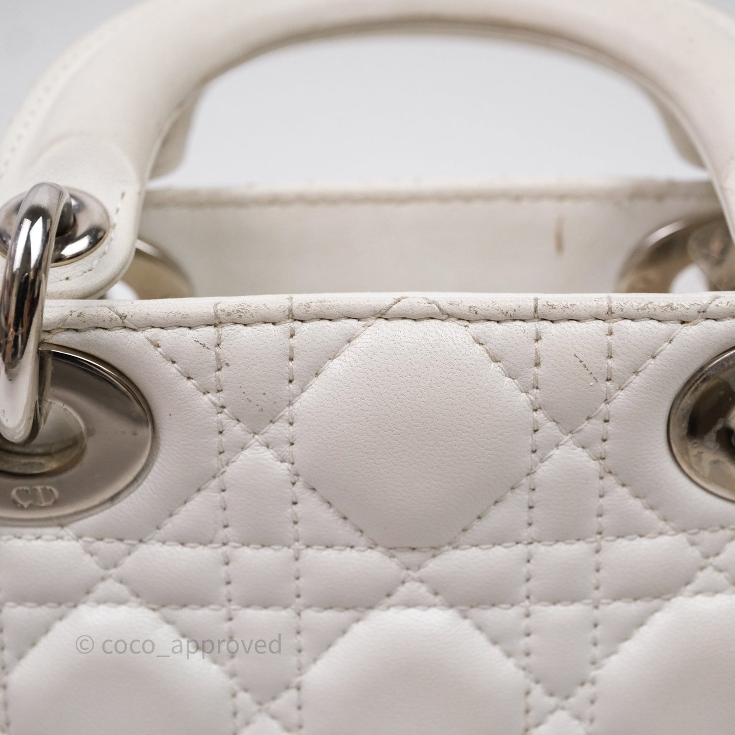 Christian Dior Cannage Mini Lady Dior White Silver Hardware