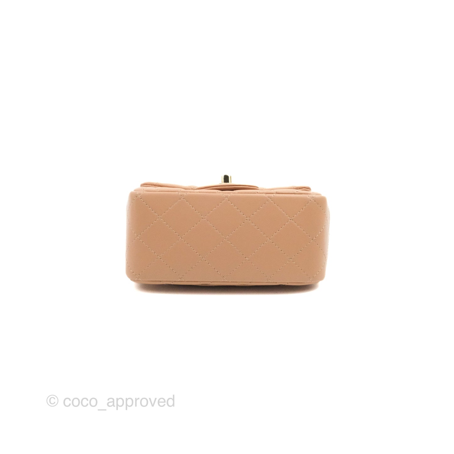 Chanel Mini Square Beige Lambskin Gold Hardware 21A