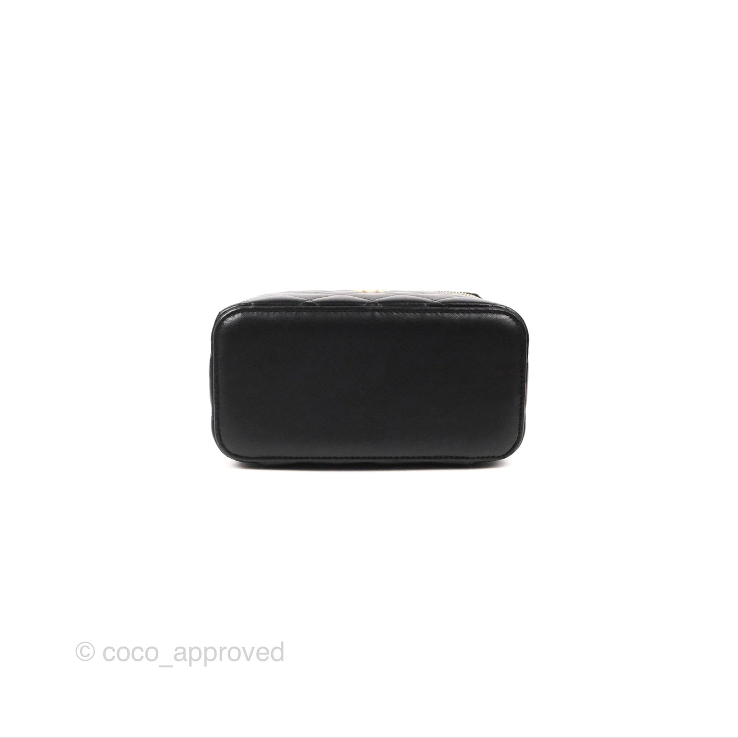 Chanel Vanity Rectangular Top Handle Black Lambskin Gold Hardware
