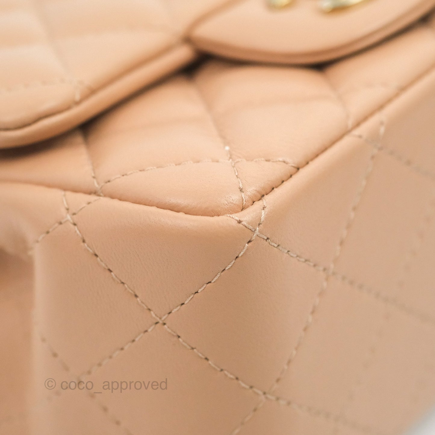 Chanel Mini Square Beige Lambskin Gold Hardware 21A