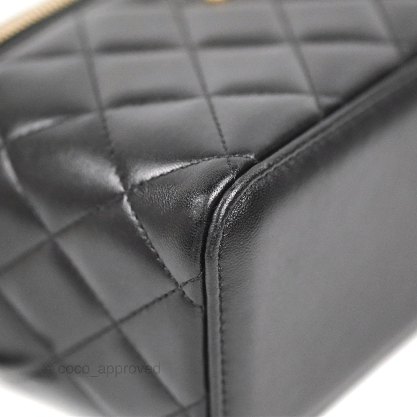 Chanel Vanity Rectangular Top Handle Black Lambskin Gold Hardware