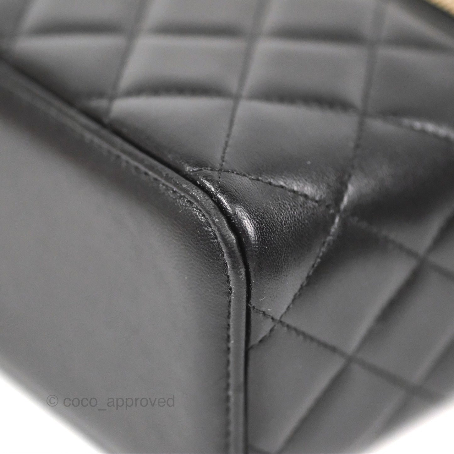 Chanel Vanity Rectangular Top Handle Black Lambskin Gold Hardware