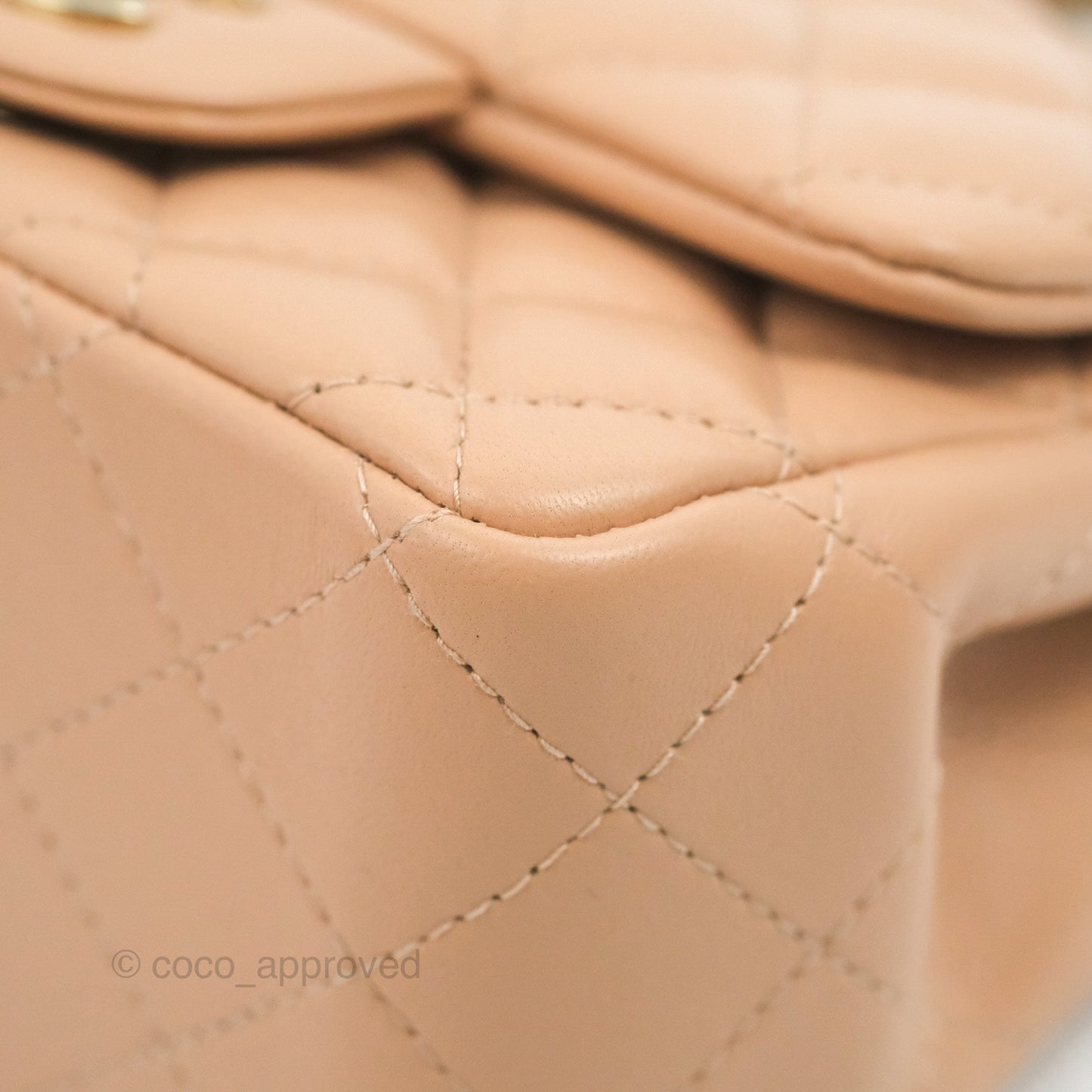 Chanel Mini Square Beige Lambskin Gold Hardware 21A