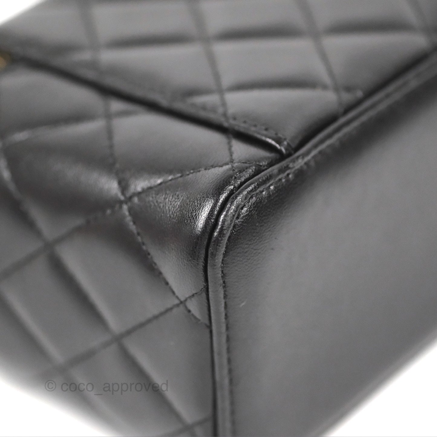 Chanel Vanity Rectangular Top Handle Black Lambskin Gold Hardware