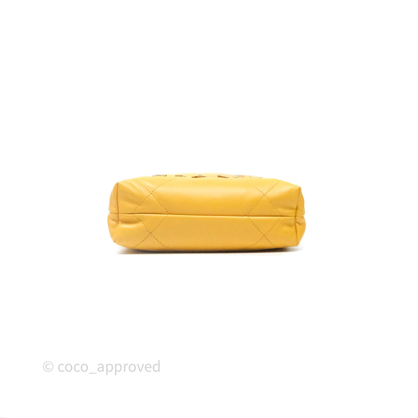 Chanel 22 Mini Bag Mustard Yellow Crumpled Calfskin Aged Gold Hardware